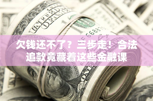 武汉欠钱还不了？三步走！合法追款竟藏着这些金融课